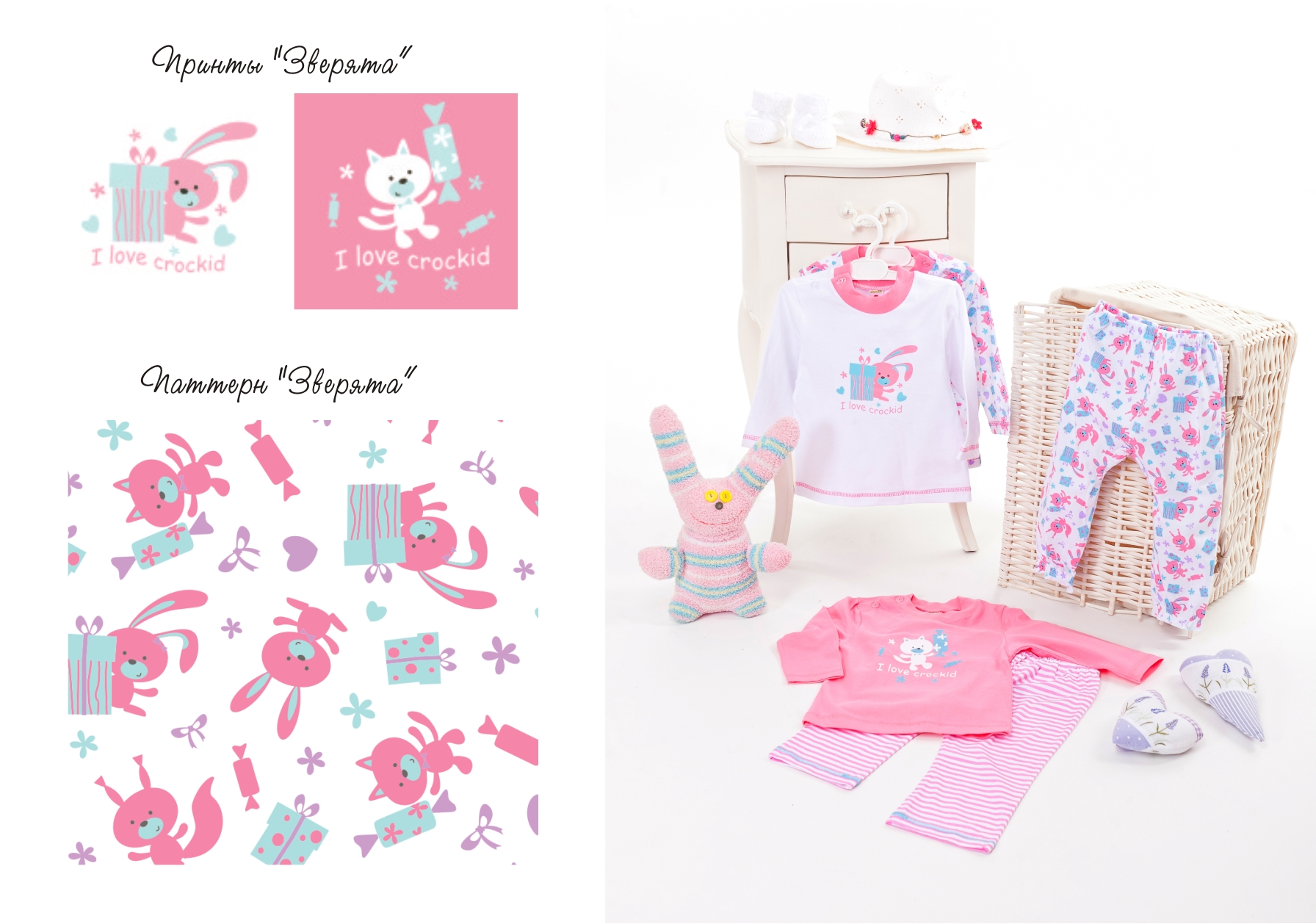 дизайн "Зверята"для детской одежды(ясельная группа)