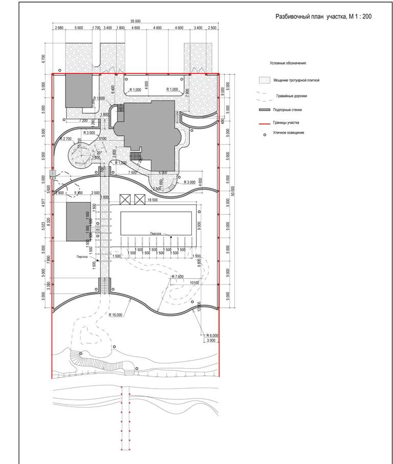 Разбивочный чертёж "Дом на склоне"