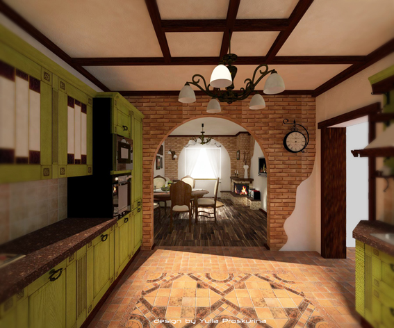 Кухня в "Чешском Доме" с элементами "кантри"