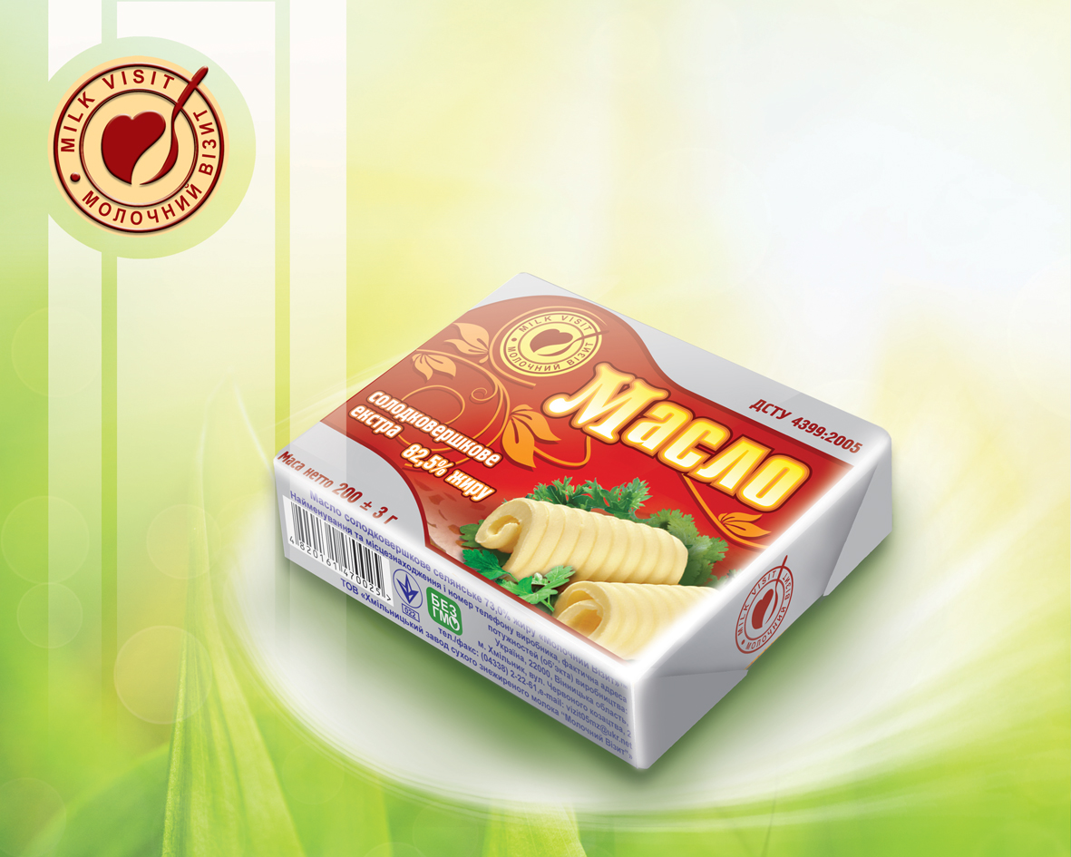 Масло солодковершкове екстра 82,5% "МОЛЧНИЙ ВІЗІТ" ТМ