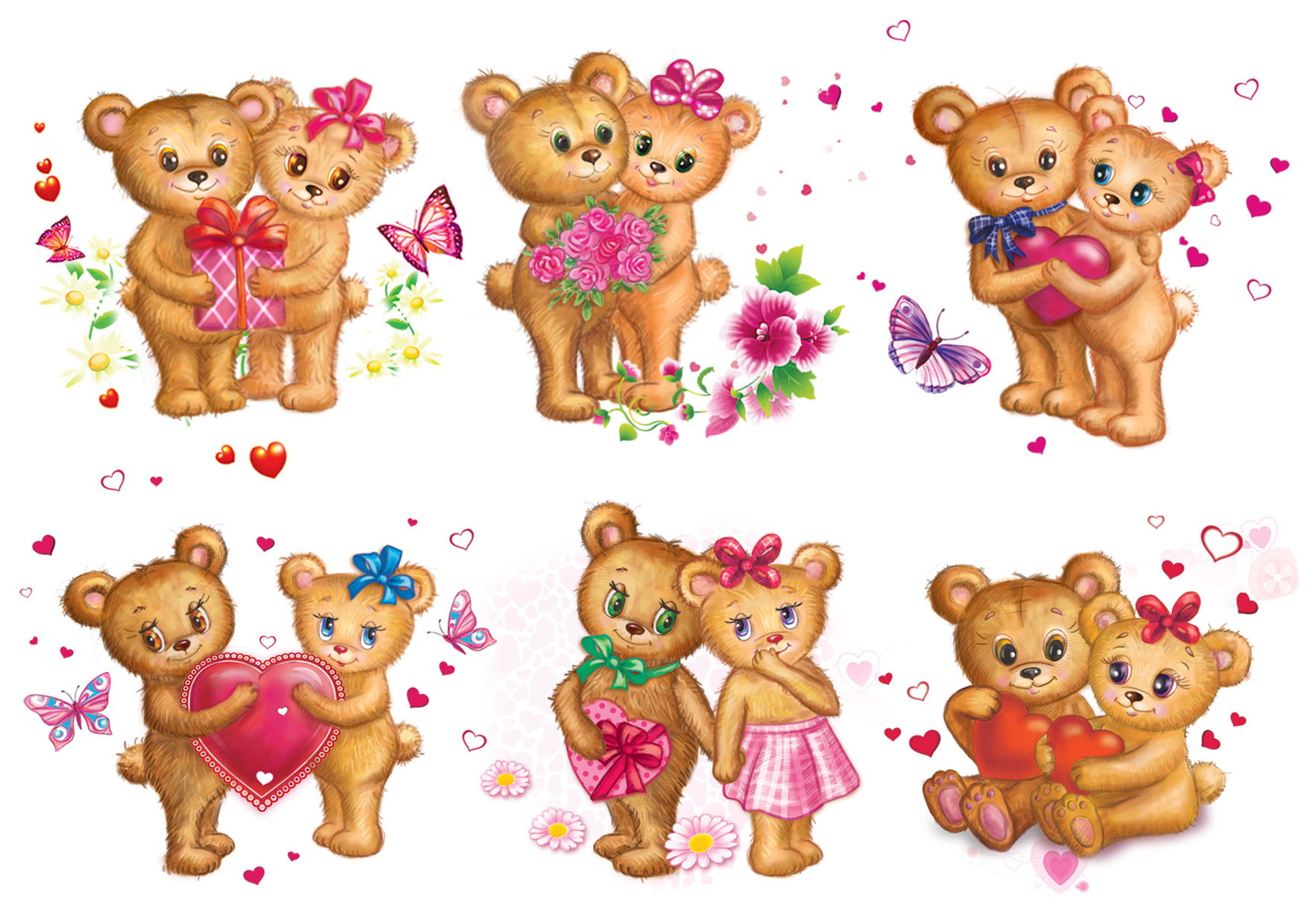 мишки на валентинки