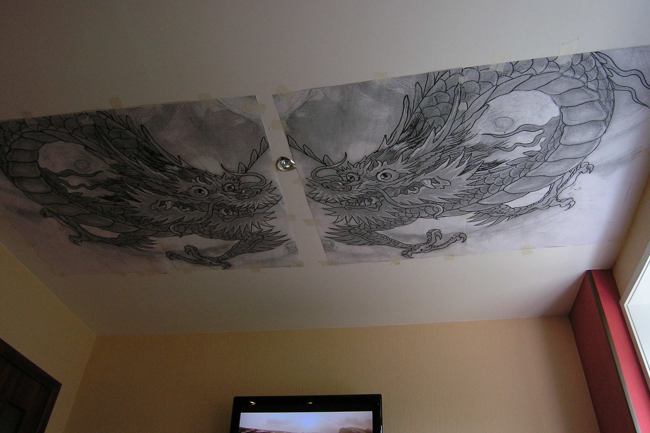 Рисунок под роспись на потолке салона-парикмахерской (не завершена)