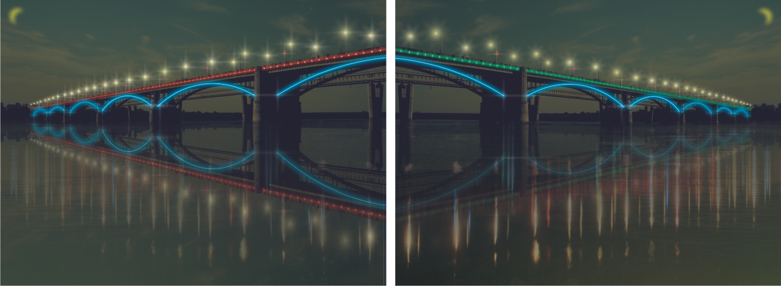 Световое оформление моста в г. Новосибирске