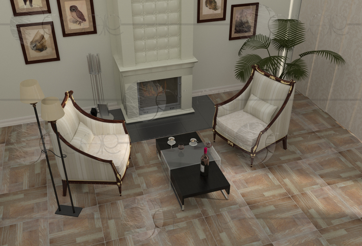 Визуализация комнаты с использованием напольной плитки