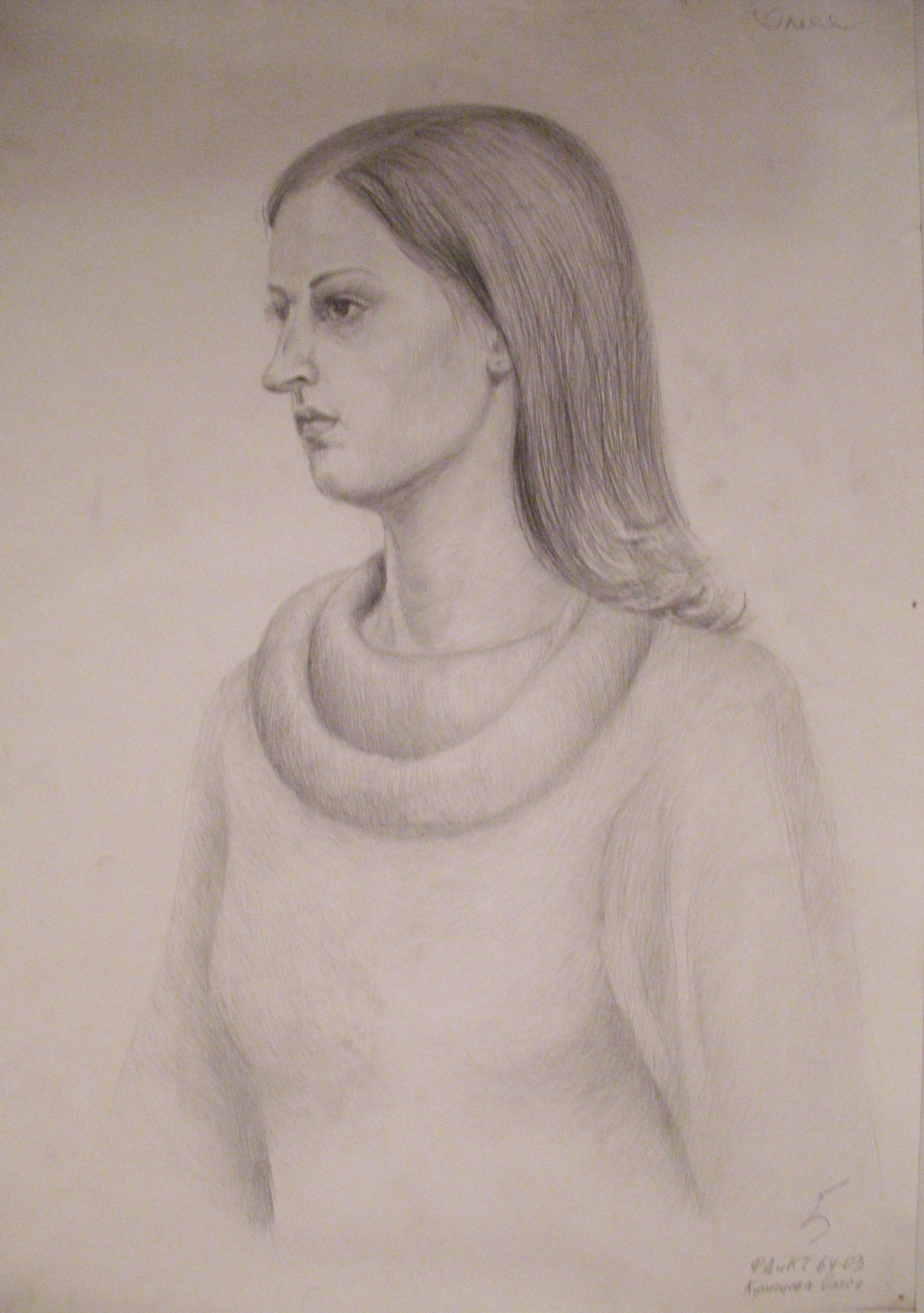 погрудный портрет, с натуры, карандаш