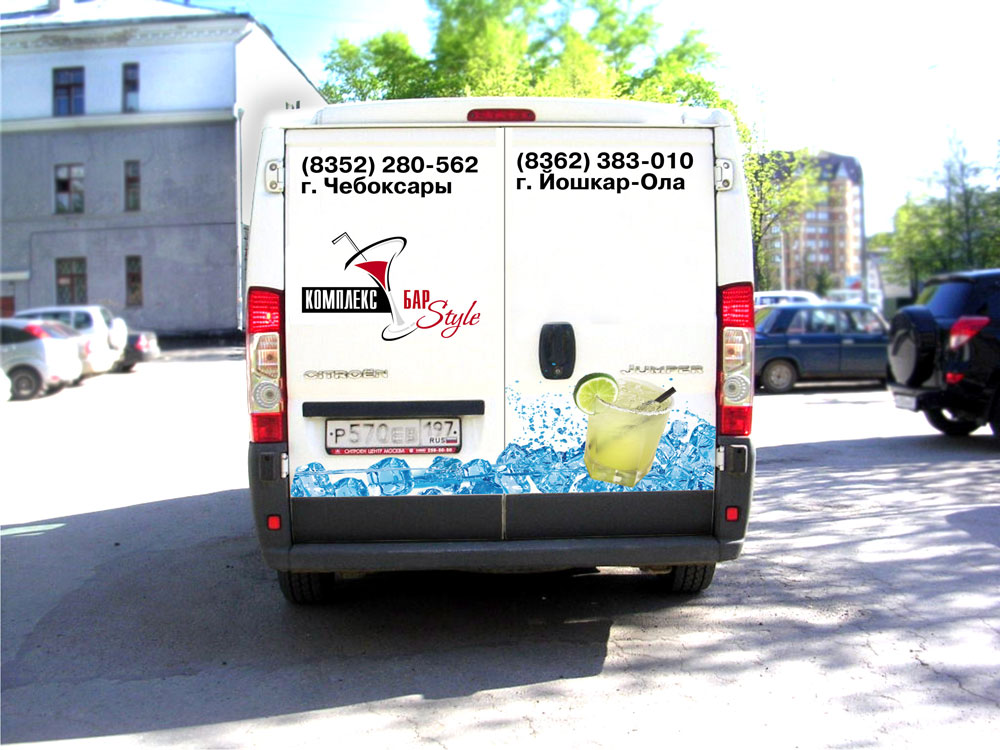 реклама на машину для компании "Комплекс бар стиль"