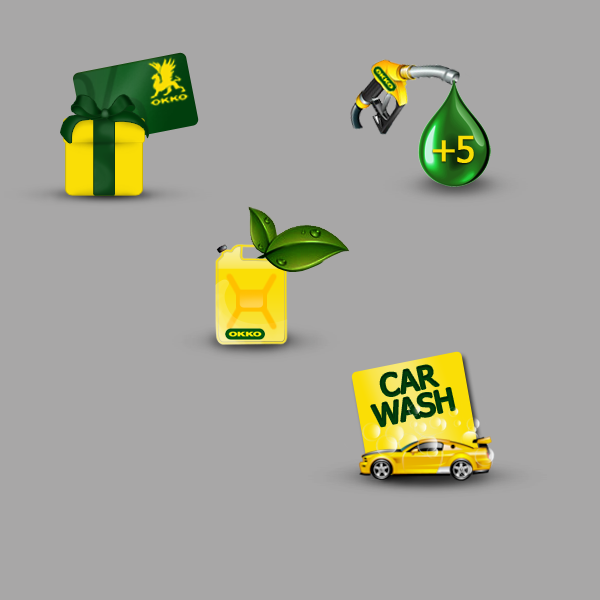 Иконки для сети заправок OKKO