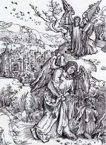 копия работы Дюрера "Ангел с ключом от преисподни".