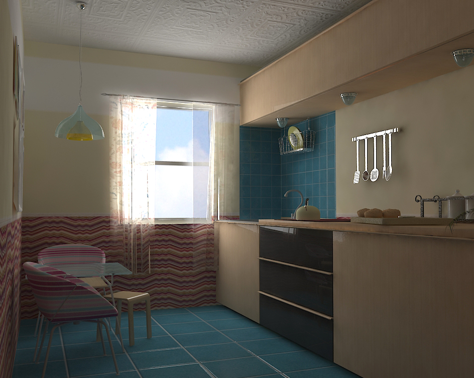 Интерьер - кухня 5,6*3/вид от двери