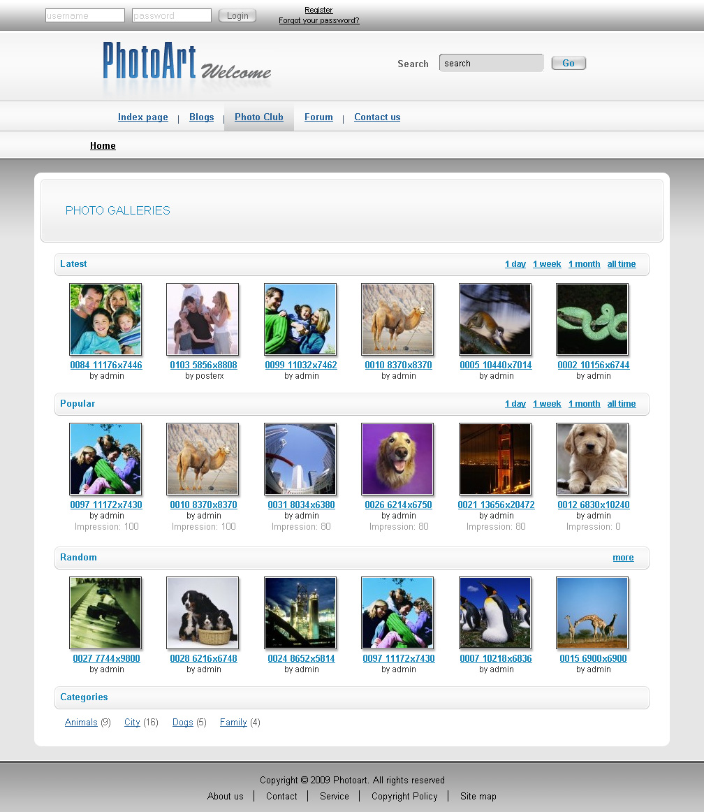 Сайт фотографий Photoart