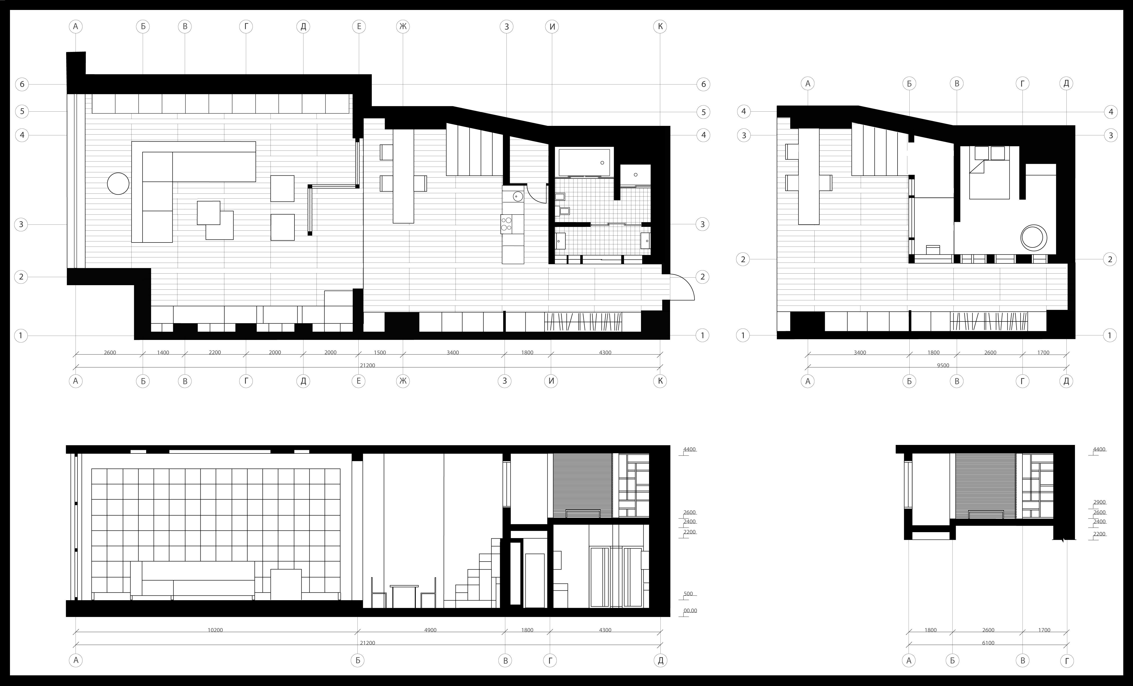 Проект квартиры. План, разрез.