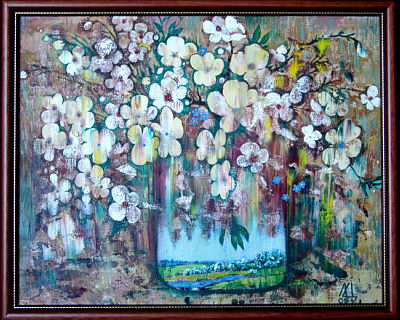 Букет "Весна"  холст,масло    50 на 40 см