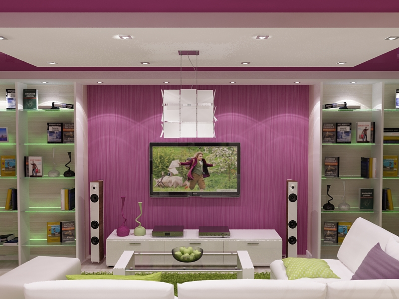 Яркий дизайн 4-х комнатной квартиры(прихожая-гостиная-кухня)