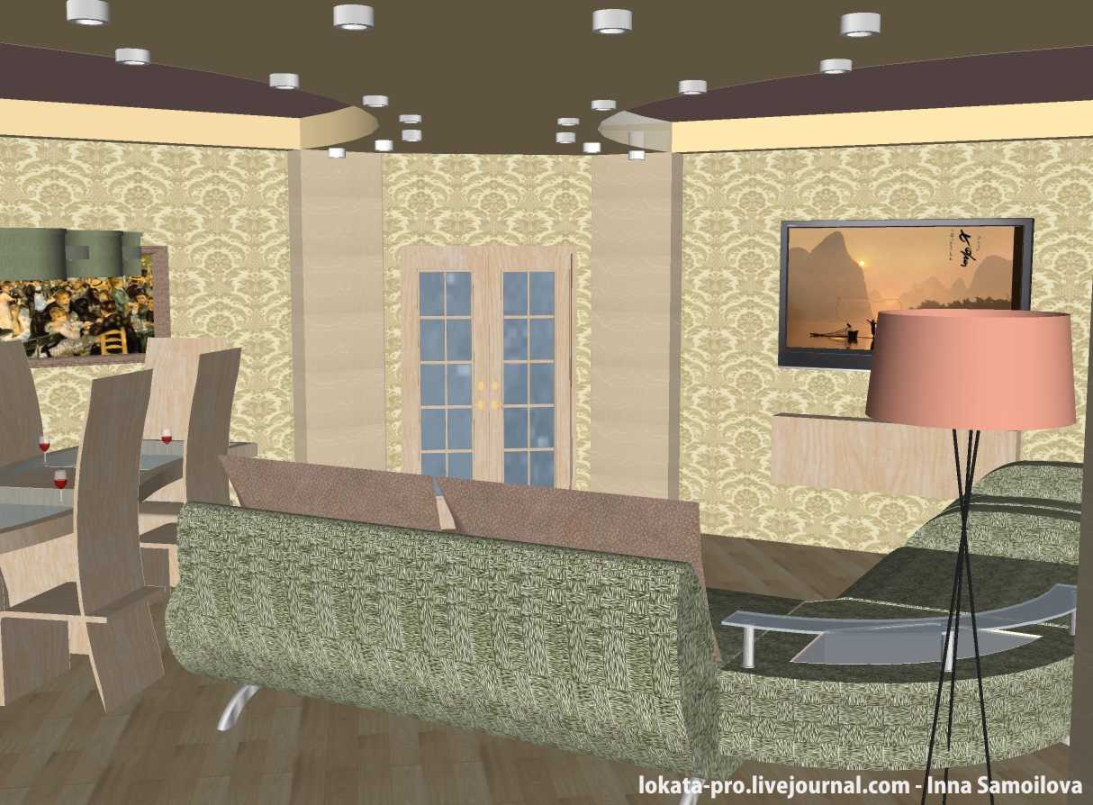 Гостиная в трехкомнатной на Галащука