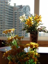 Букет на фоне дома