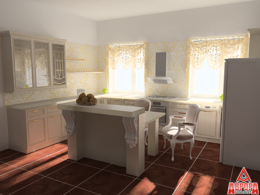 визуализация корпусной мебели - кухонный гарнитур