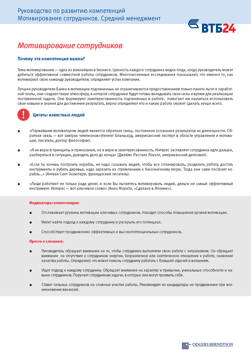 Верстка книги «Руководство по развитию компетенций» для банка ВТБ24