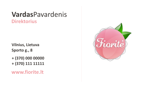 Fiorite. Цветочный магазин. Визитка.