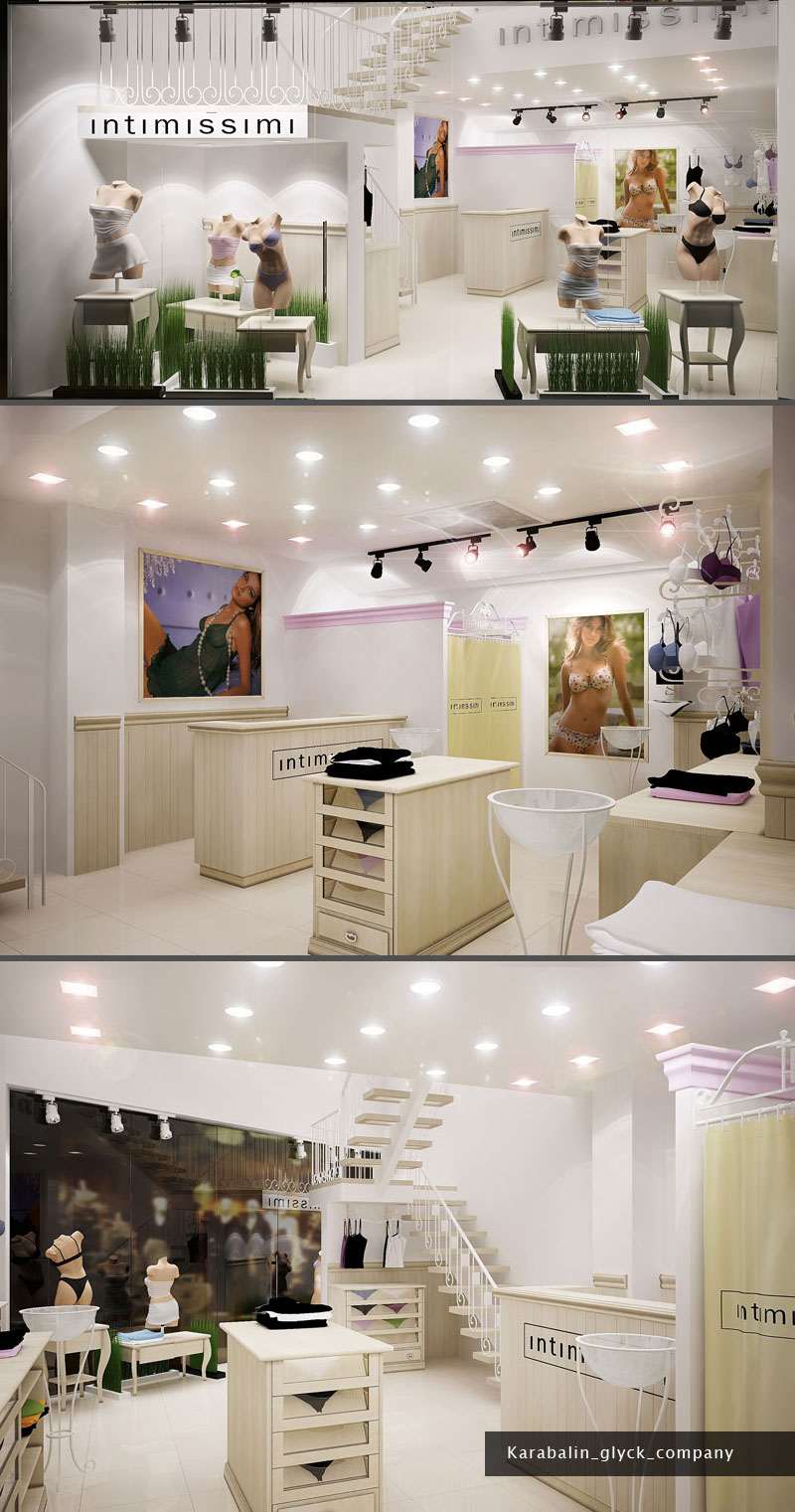 адаптация фирменного стиля "intimissimi" для бутика в ТРК Ме
