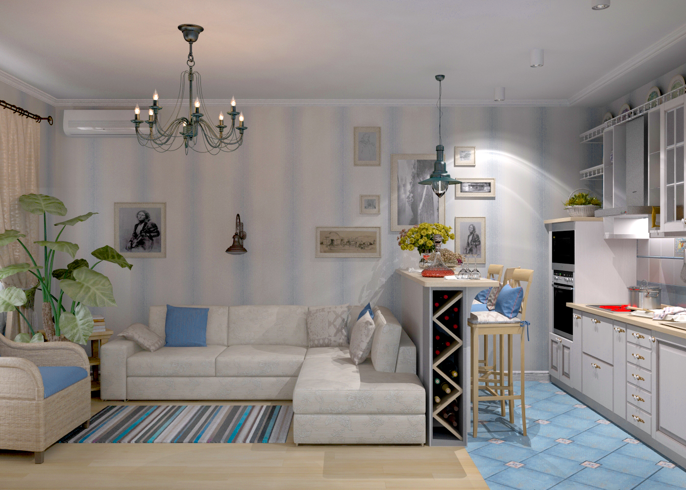 Квартира на Левобережной гостиная-кухня 02