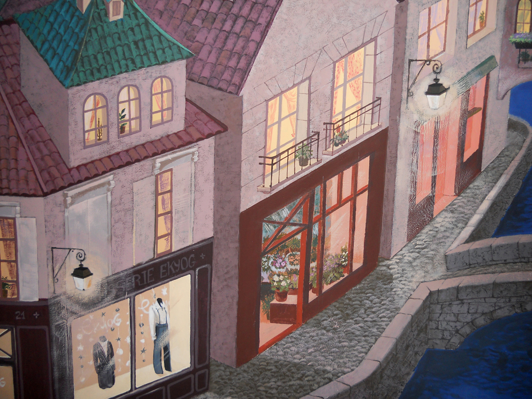 Роспись стен в детской "Сказочный город"