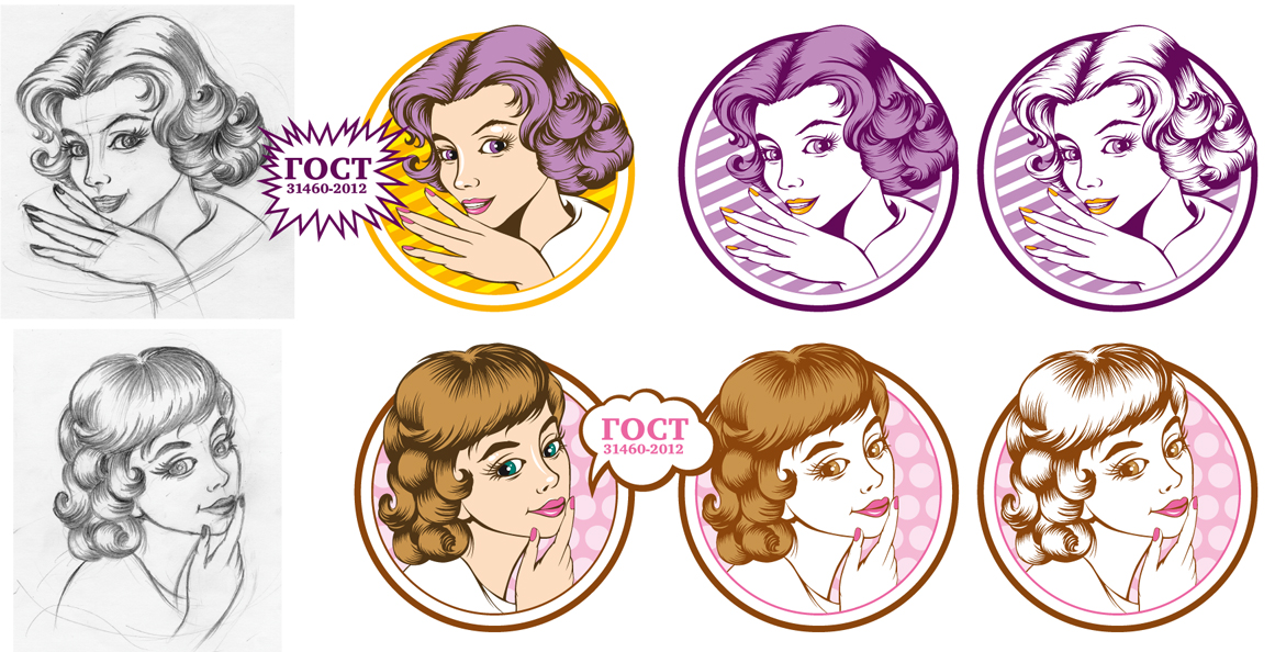 Иллюстрации для серии упаковок кремов Ovis Olio