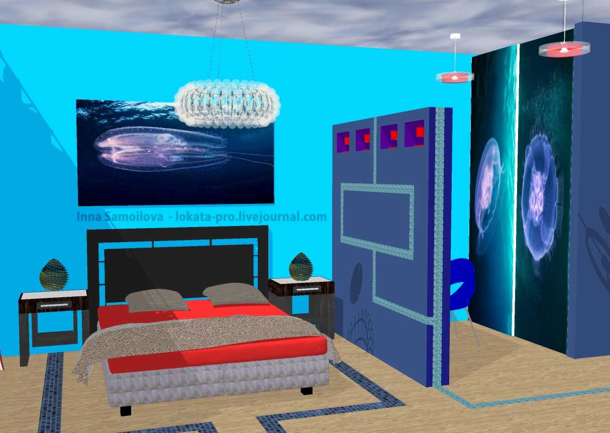 Интерьер подводной спальни