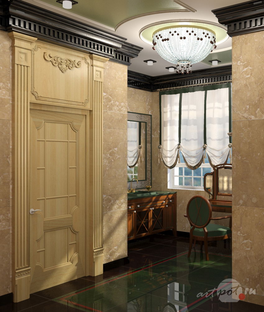 Дизайн и визуализация интерьера загородного дома. Сан. узел