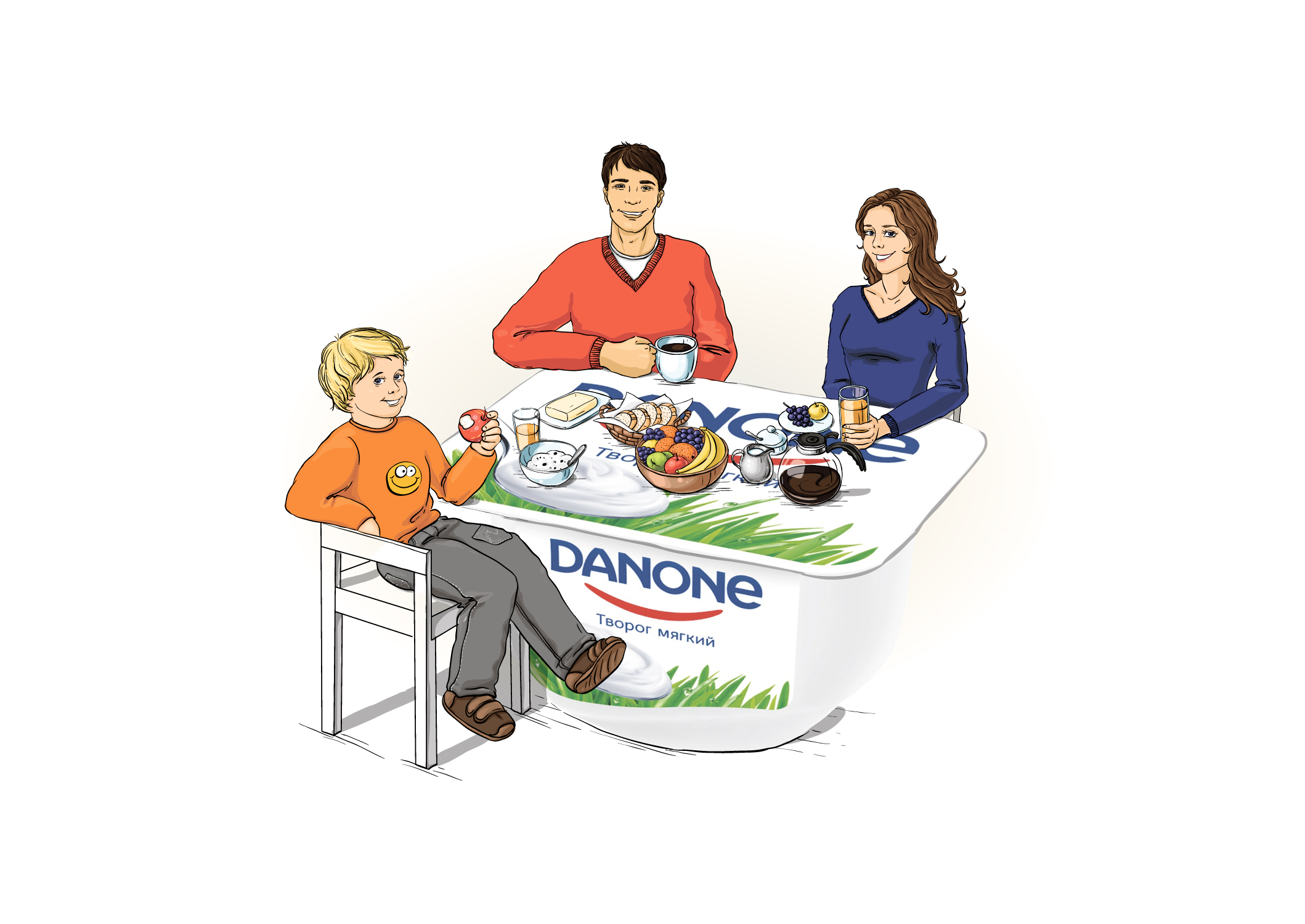 Иллюстрация для календаря Danone. Вектор.
