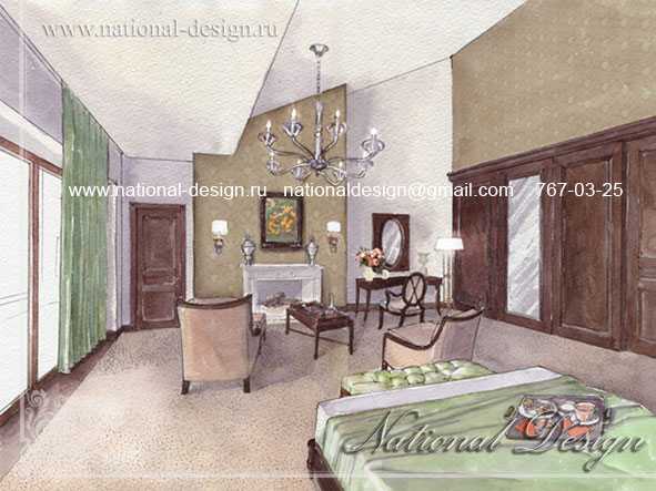 Спальня, модный интерьер