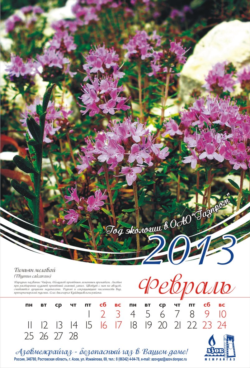 Календарь Межрайгаз