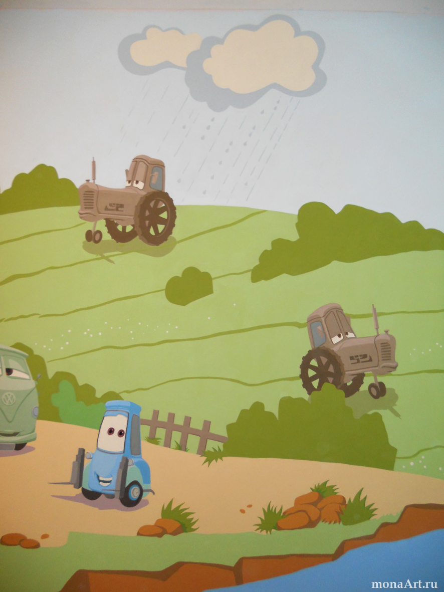 Роспись стен в детской "Тачки"