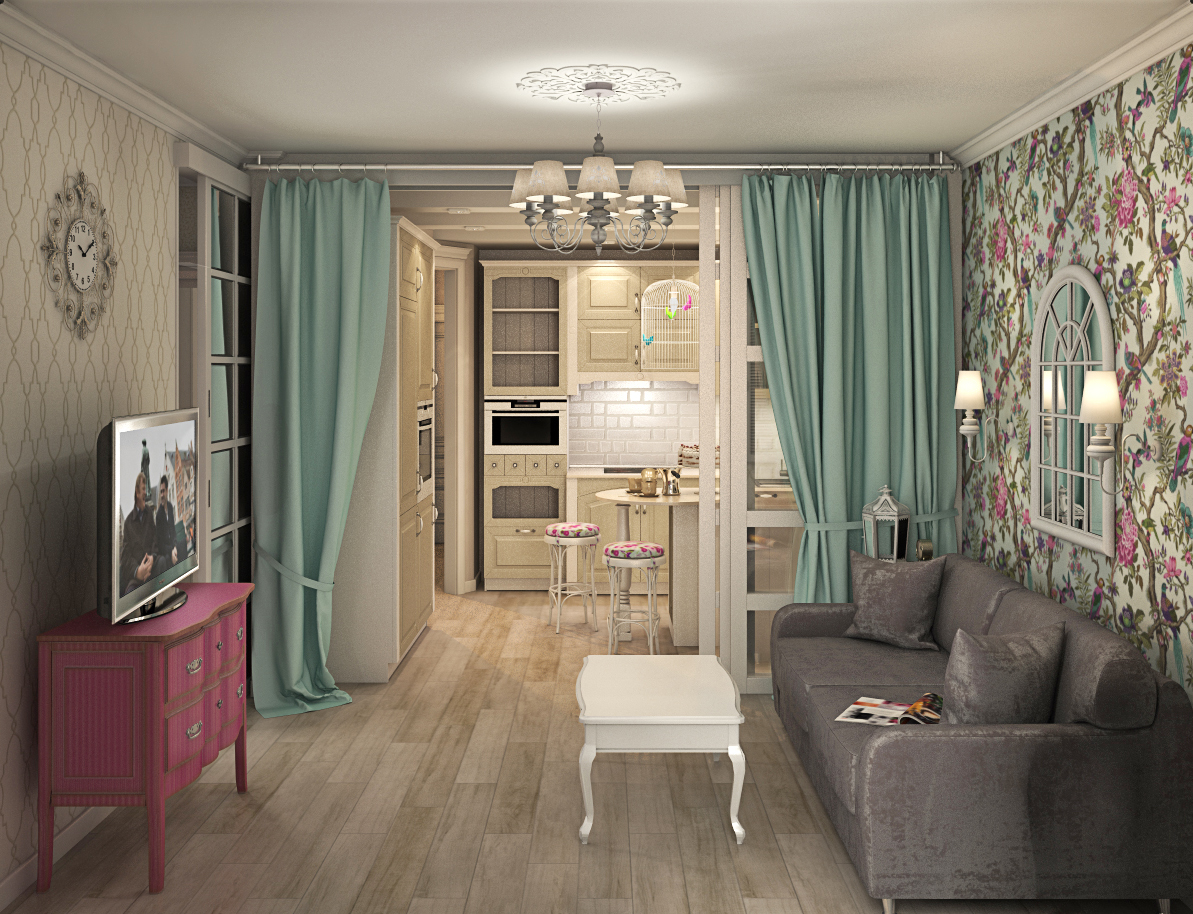 Квартира в стиле "Французская классика". Кухня-гостиная