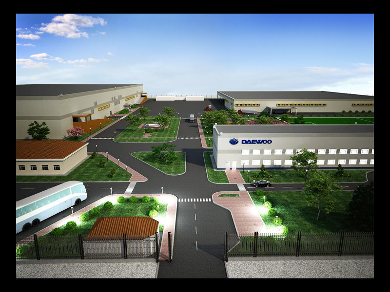 Визуализация завода (въезд)