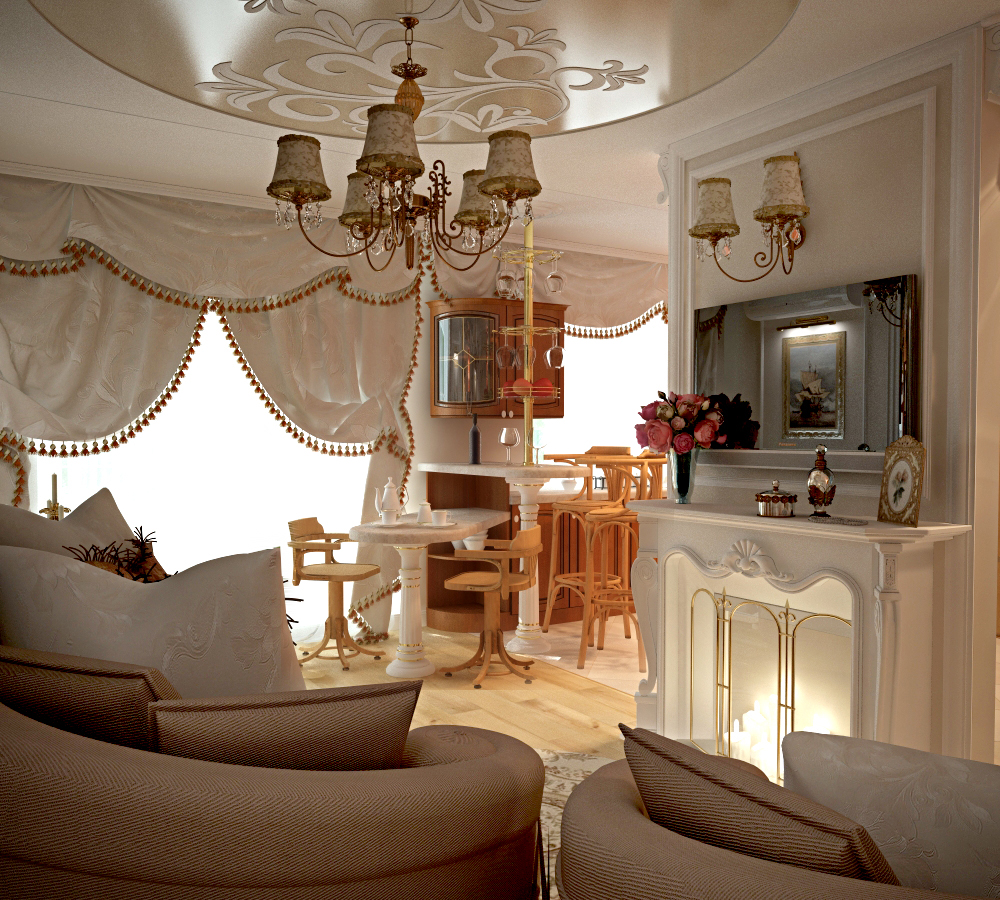 Двухуровневая квартира. 2 этаж. Гостиная-прихожая-кухня 06