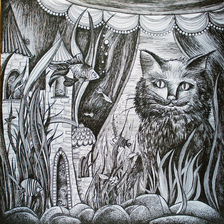 Для стихотворения про кошку и рыбку