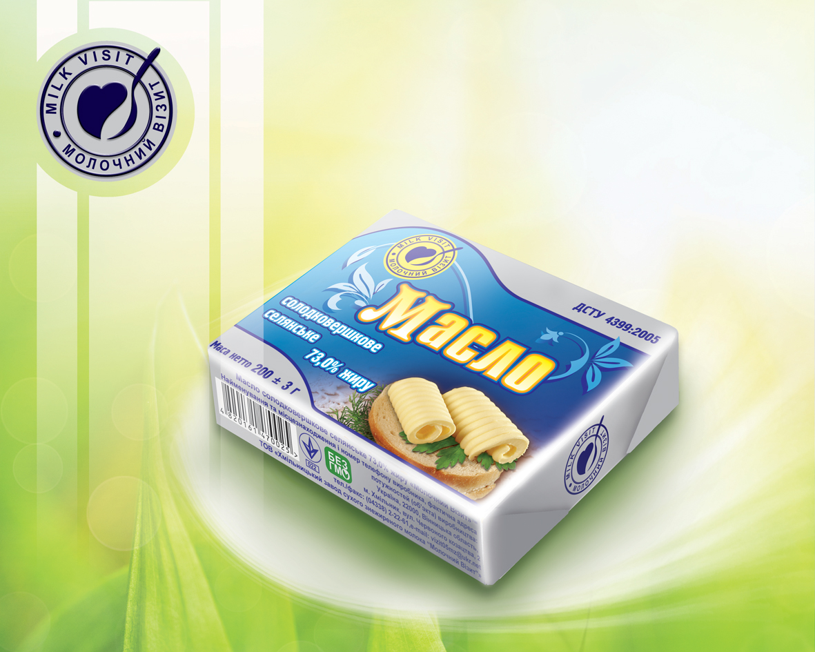 Масло солодковершкове селянське 73% "МОЛЧНИЙ ВІЗІТ" ТМ