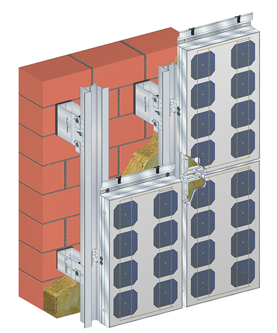 визуализация собранной системы навесного фасада с чертежа