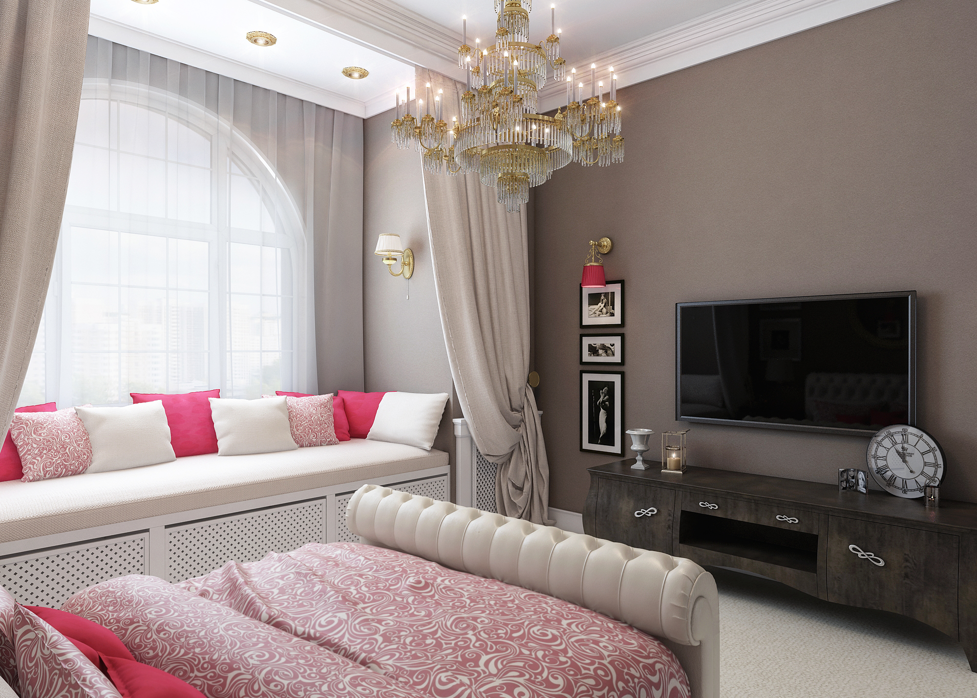дизайн проект спальни в классическом стиле