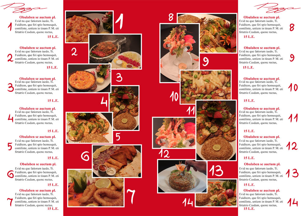 Меню ресторанаб sample