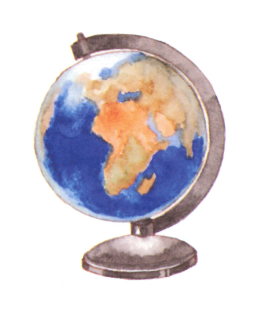 акварель "глобус"