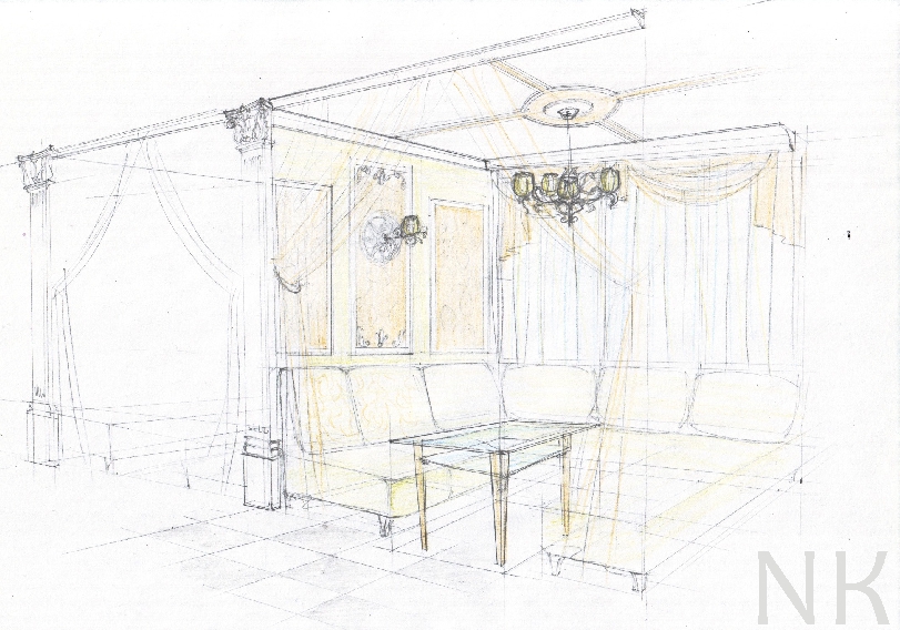 эскиз интерьера ресторана