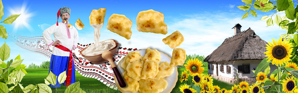 Рекламный банер на стену магазина "Вареничный дворик"