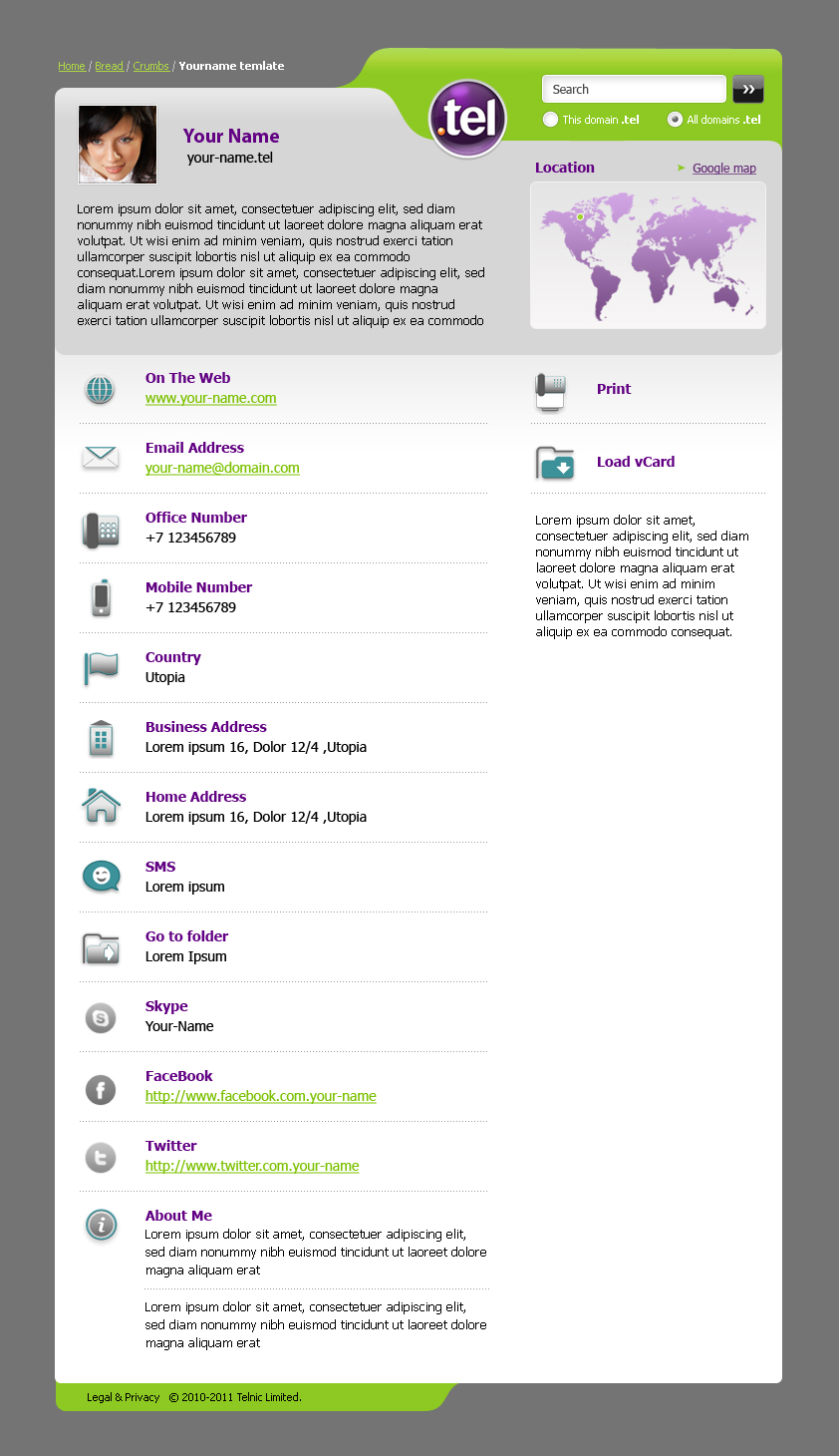 Интернет Визитка Telnic