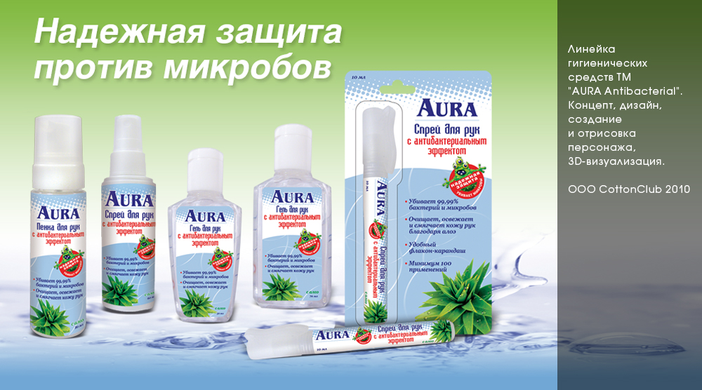 Санитайзеры "AURA Antibacterial"