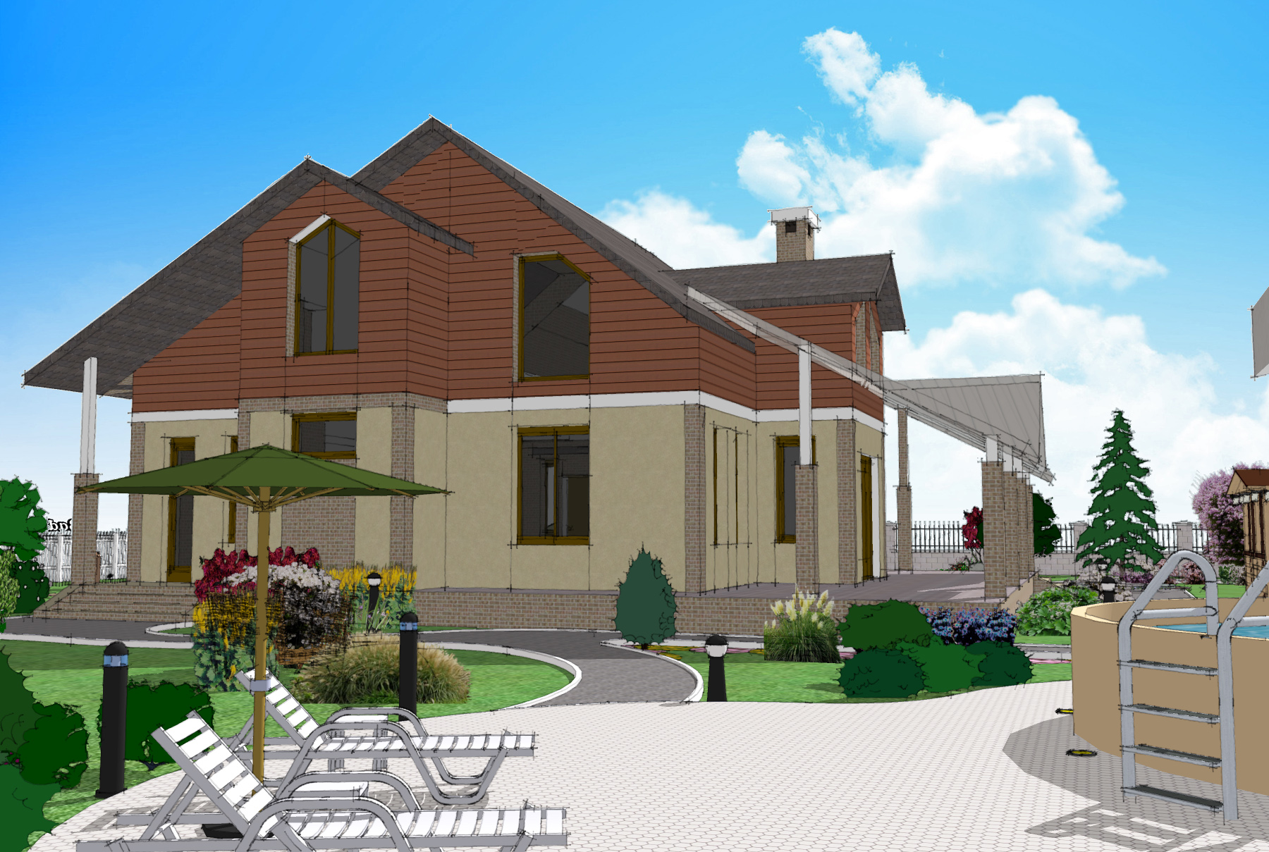 Ландшафтный дизайн приусадебного участка в "Мирово парк" (Тю