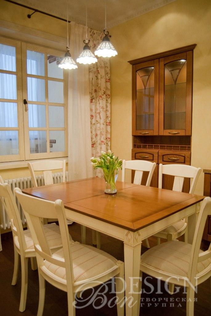 Проект квартиры "Легкое дыхание Прованса". Кухня-гостиная.