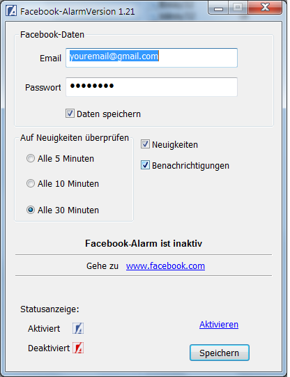 Windows tray icon для Facebook