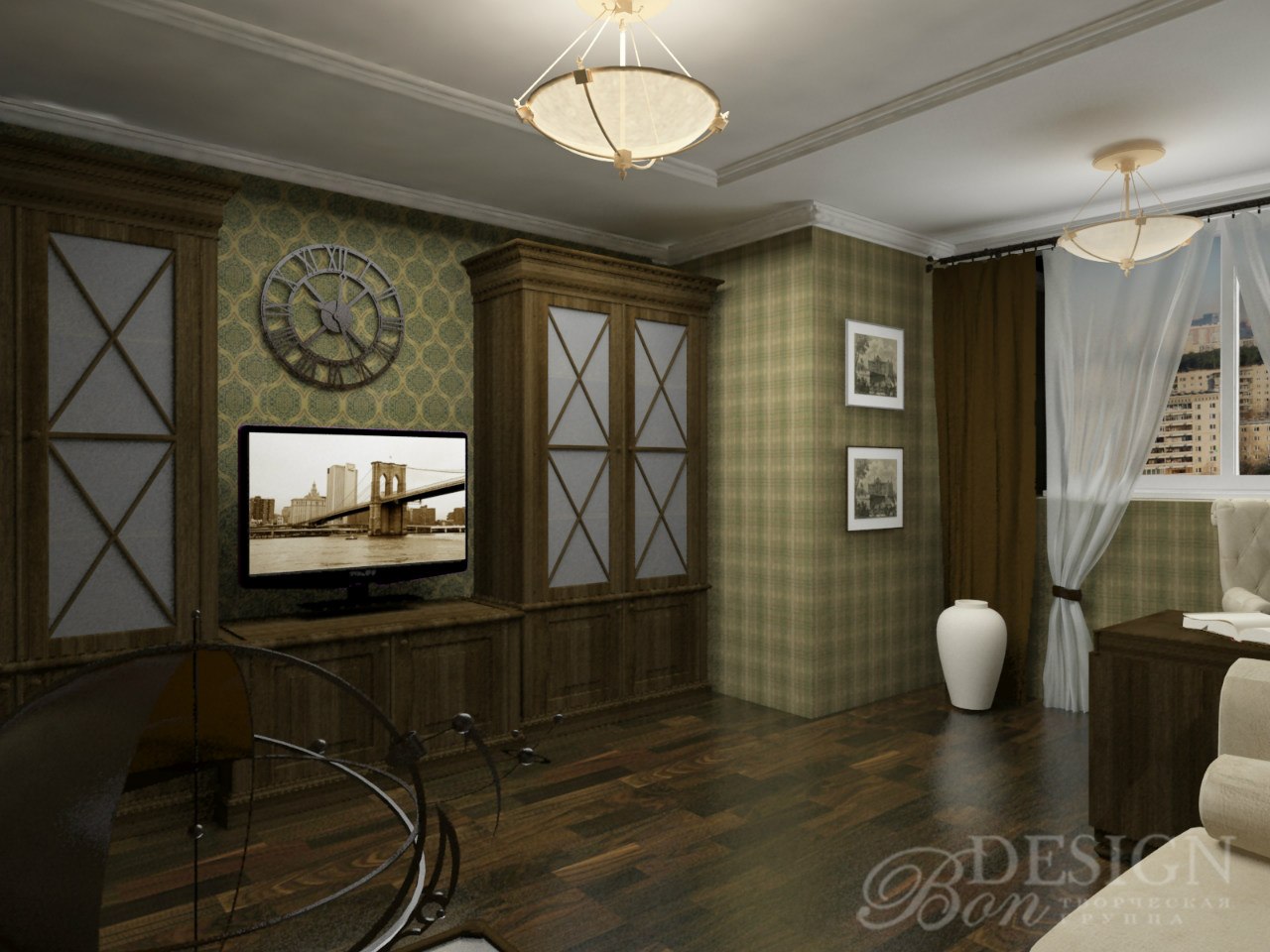 Проект квартиры "Классический этюд". Кабинет.