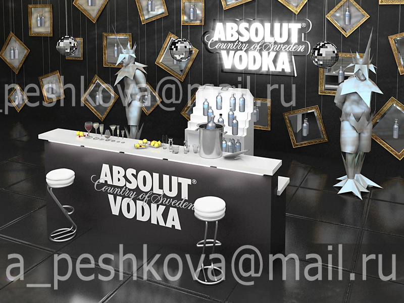 Стенд «Absolut», 3D-Max, Vray, Photoshop